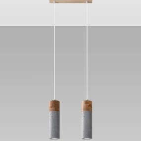 Sollux SL.0966 - Csillár zsinóron ZANE 2xGU10/40W/230V beton/fa