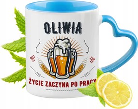 Olívia Kék Bögre Szív Alakú Füllel Kávé Ajándék