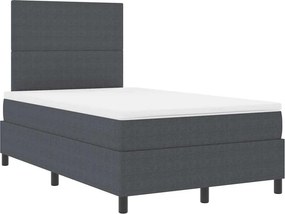 vidaXL Boxrugós ágy Sötétszürke és Fehér 120 x 190 cm Bársonyos szövet
