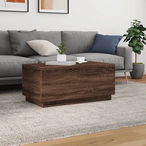 Barna tölgyszínű dohányzóasztal LED-lámpákkal 90x50x40 cm
