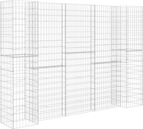 vidaXL H alakú acéldrót virágtartó gabion 260 x 40 x 180 cm