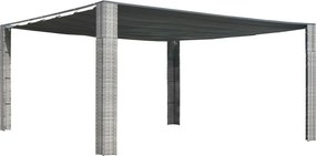vidaXL szürke és antracit polyrattan pavilon tetővel 400x400x200 cm