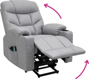 Állítható masszázs fotel, világosszürke, HUDSON