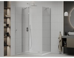 Mexen Roma zuhanykabin 90 x 80 cm, 6 mm-es üveg, króm profil-átlátszó üveg + vékony zuhanytálca 5 cm, 854-090-080-01-00-4010