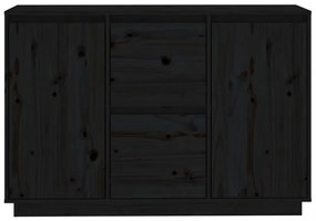 fekete tömör fenyőfa tálalószekrény 111 x 34 x 75 cm
