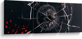 Absztrakt kép - törött üveg (órával) (90x30 cm)