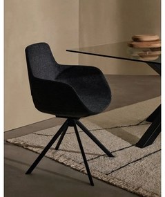 Sötétszürke kárpitozott karfás étkezőfotel szett 2 db-os Tissiana – Kave Home