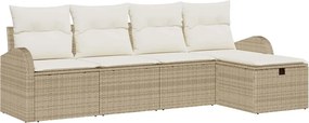vidaXL Kerti Kanapé Szett párnával tárolóval 5 pcs Bézs Poli rattan