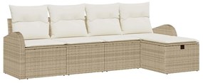 vidaXL Kerti Kanapé Szett párnával tárolóval 5 pcs Bézs Poli rattan