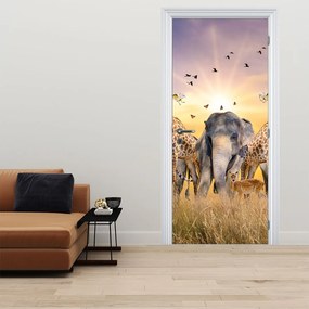 Fotótapéta ajtóra - afrikai állatok (95x205cm)