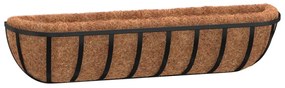 2 db fekete acél fali növénytartó kókusz béléssel 91x20x23 cm