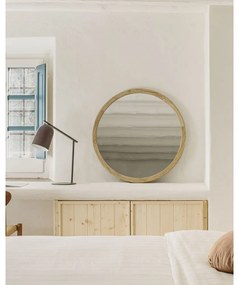 Fali tükör tömörfa kerettel ø 100 cm Alum – Kave Home