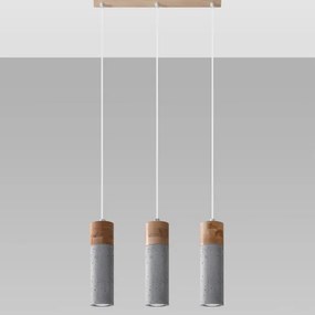 Sollux SL.0967 - Csillár zsinóron ZANE 3xGU10/40W/230V beton/fa