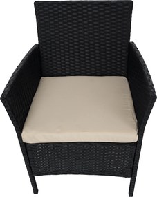 Kerti 4 részes rattan szett, fekete/bézs, RATANA
