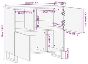 Fiókos szekrény – 80x33,5x75 cm, tömör mangófából készült