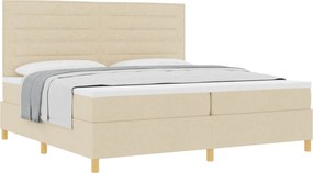 vidaXL Boxrugós ágy matracmal fejtámlával Krém 200 x 200 cm szövet