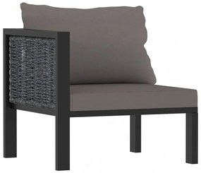 kétszemélyes antracitszürke polyrattan kanapé párnákkal