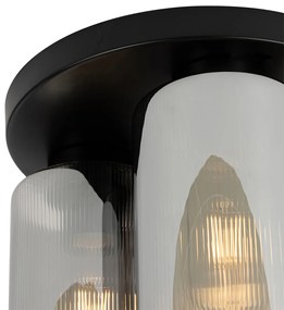 Art Deco mennyezeti lámpa fekete füstüveggel 3-lámpás - Laura