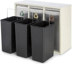 Klarstein Ordnungshütter 3 szemetesláda, szelektív hulladékgyűjtő, 45 l (3 x 15 l), krémszínű
