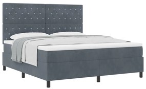 Boxspring Ágy Mattal Sötétszürke Szuper Király Bársonyos