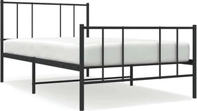 vidaXL fekete fém ágykeret fej- és lábtámlával 90 x 190 cm