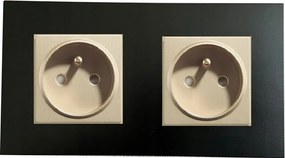 Elektromos Aljzat 16A Dupla Keret 157mm Műanyag Fekete-arany