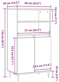 antik fa színű szerelt fa magasszekrény 60 x 36 x 110 cm