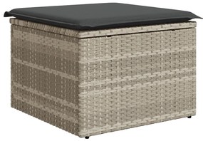 4 részes kert kanapé szett párnákkal, világosszürke, poli rattan, 2 személyes kert kanapé párnákkal, szürke, poli rattan
