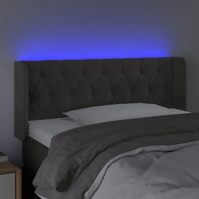 sötétszürke bársony LED-es fejtámla 93 x 16 x 78/88 cm