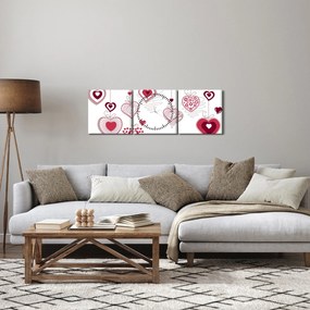 Festett szívek képe (órával) (90x30 cm)