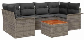 vidaXL Kerti Kanapé Szett párnával 7 pcs Szürke polirattan