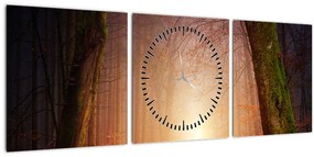 Őszi erdő képe a ködben (órával) (90x30 cm)
