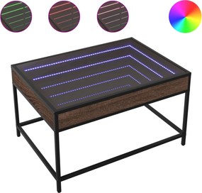 vidaXL barna tölgy végtelen hatású LED-es dohányzóasztal 70x50x41 cm