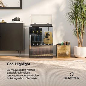 Klarstein Beersafe italhűtő tükrös üvegajtóval | 64 x 48 cm | LED-es belső világítás