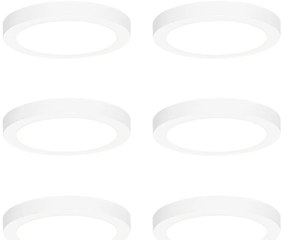 6 darabos süllyesztett vagy felületre szerelhető spotlámpa szett fehér 18 cm LED-del, 3 lépéses Dim to Warm funkcióval - Trans
