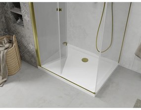 Mexen Lima zuhanykabin 100x90cm, 6mm üveg, arany profil - átlátszó üveg + Vékony zuhanytálca - 856-100-090-50-00-4010