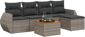 vidaXL 6 részes szürke polyrattan kerti ülőgarnitúra párnákkal