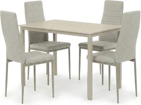 4 személyes étkezőszett szürke székekkel, krémszínű asztallal, asztal méret: 110x70x75cm, ASE-1039 CRM2