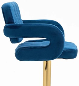 HR8403KW Tengerkék modern velúr szék arany lábbal