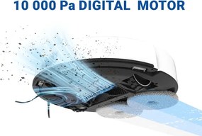 TESLA Electronics RoboStar - Okos, 3 az 1-ben robotporszívó, 5200 mAh, Wi-Fi, fehér