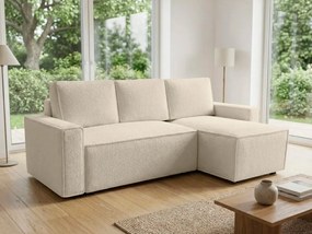AKCIÓ Kinyitható kétoldalas L-alakú ülőgarnitúra SMART BOUCLE 232x143 cm, krémszínű II. osztály