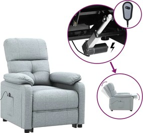 vidaXL világosszürke szövet elektromos dönthető fotel