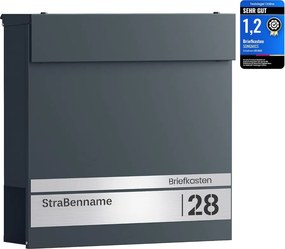 SONGMICS Személyre Szabható Postaláda Névtáblával és Zárral, Antracitszürke