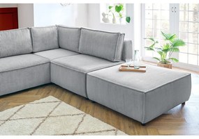 Világosszürke kordbársony sarokkanapé (jobb oldali-"U" alakú) Nihad modular – Bobochic Paris