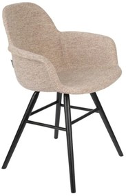 Albert Kuip karfás design szék, bézs szövet, fekete kőris faláb