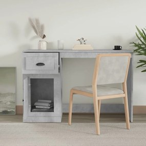 betonszürke szerelt fa íróasztal fiókkal 115x50x75 cm