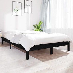 fekete franciaágy tömör fenyőfa ágykeret 150x200 cm