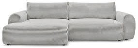 Világosszürke kordbársony kinyitható sarokkanapé (bal oldali) Lucien – Bobochic Paris