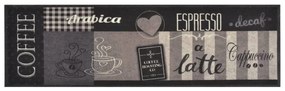 fekete mosható coffee feliratos bársony konyhaszőnyeg 45x150 cm