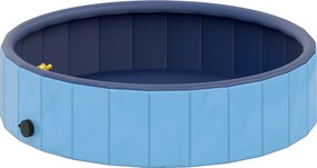 PawHut Összecsukható Kutya Medence Permetezővel - Hordozható Kutya Kád Kicsi és Közepes Kutyáknak Csúszásmentes és Kopásálló Műanyagból Belső és Külső